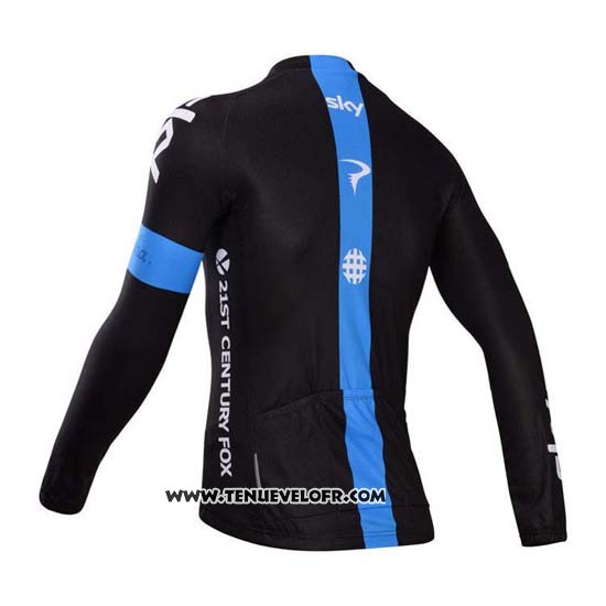 2014 Maillot Ciclismo Sky Noir et Azur Manches Longues et Cuissard